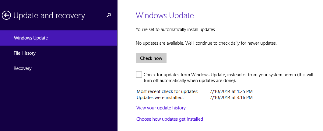 Windows Update aggiornamento agosto 2014