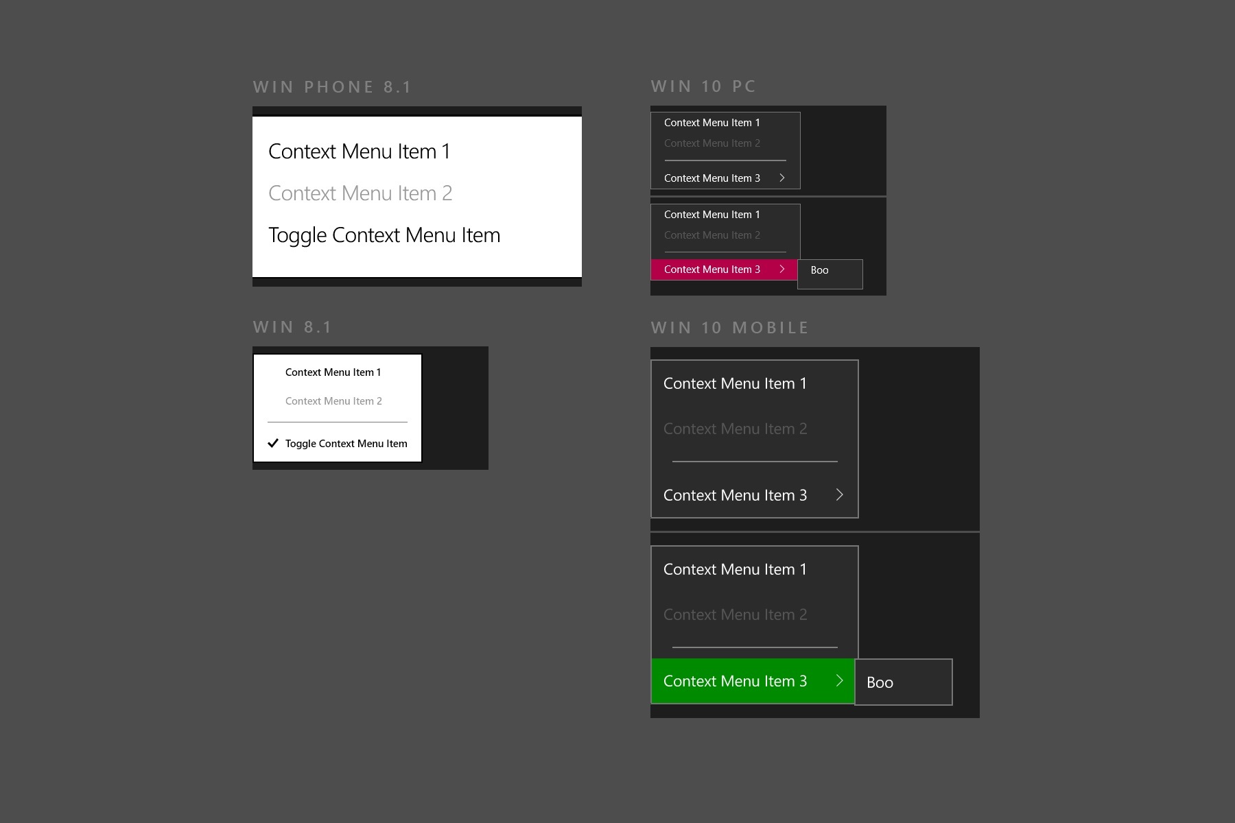 context menu