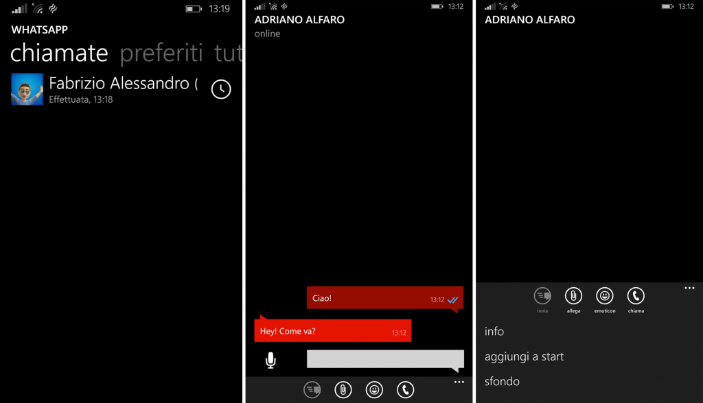 WhatsApp chiamate Windows Phone