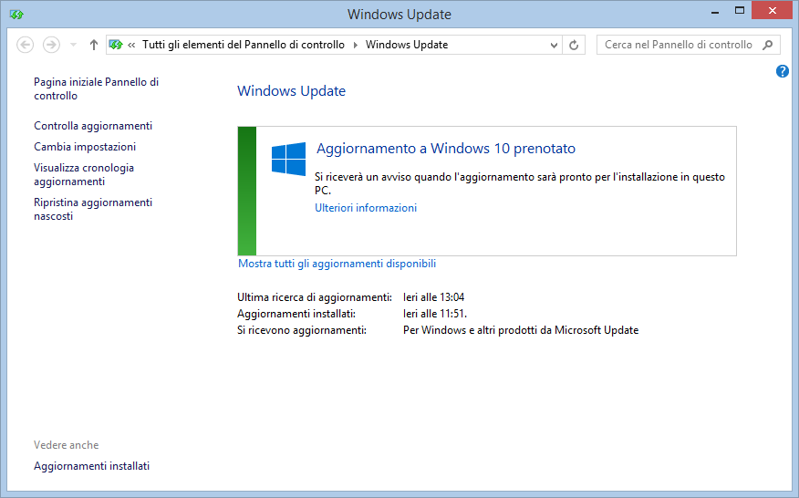 Prenotazione Windows 10
