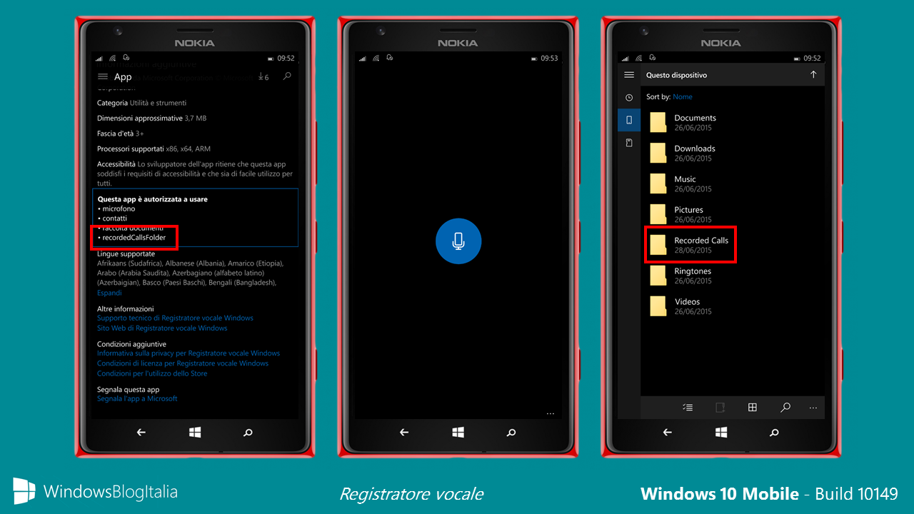 Windows 10 Mobile - Registratore di suoni