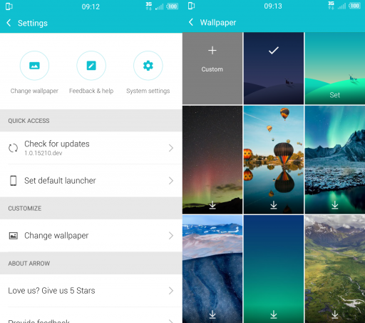 Arrow Launcher Settings