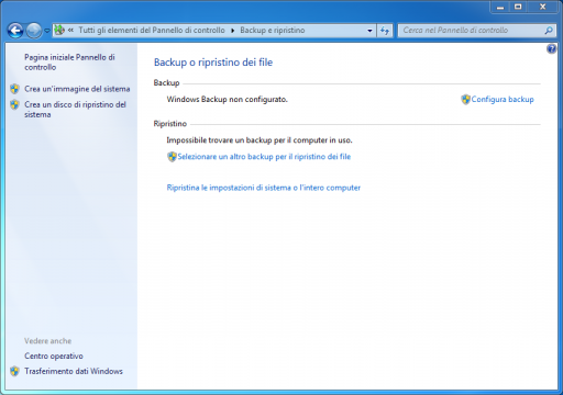 Backup e ripristino Windows 7