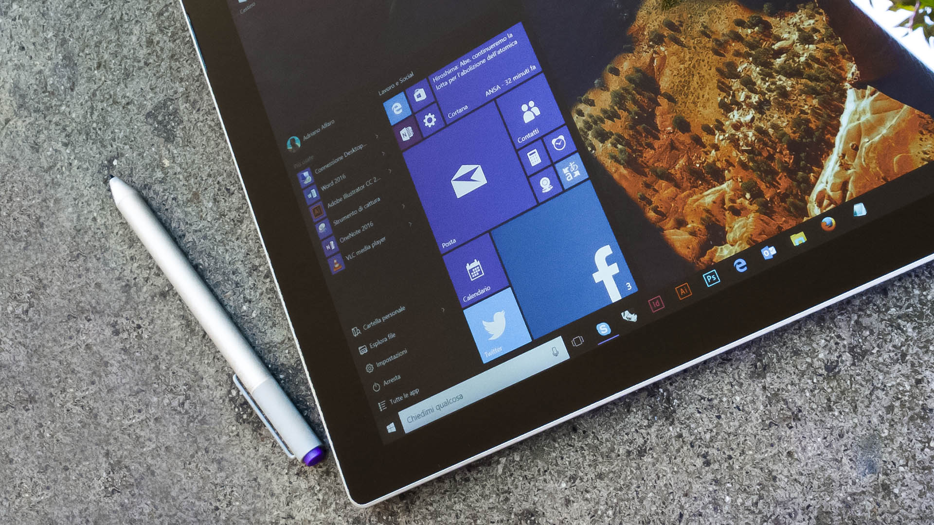 Windows 10 Start menu Surface Pro 3 penna