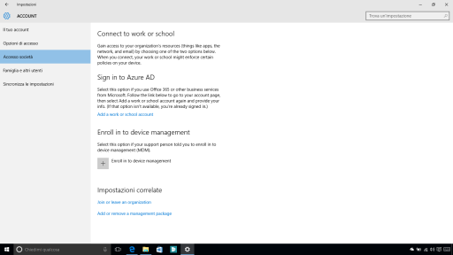 Accesso societa Windows 10 10547