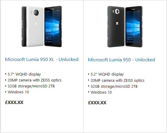 Lumia 950 e Lumia 950XL sullo Store Microsoft