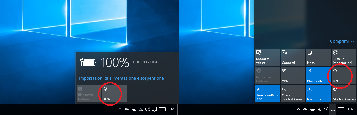 Luminosita Windows 10