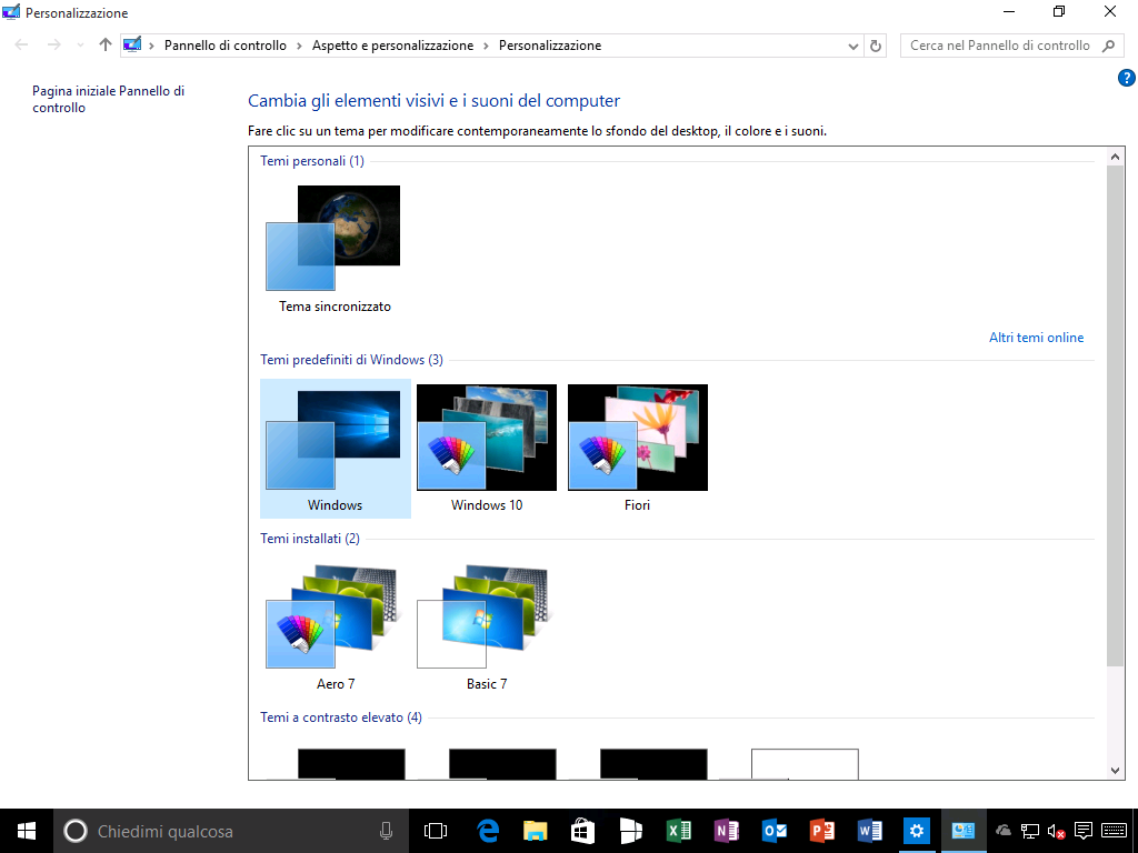 Cambia gli elementi visivi e i suoni del computer - Windows 10