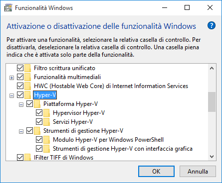 Funzionalita Windows - Hyper-V