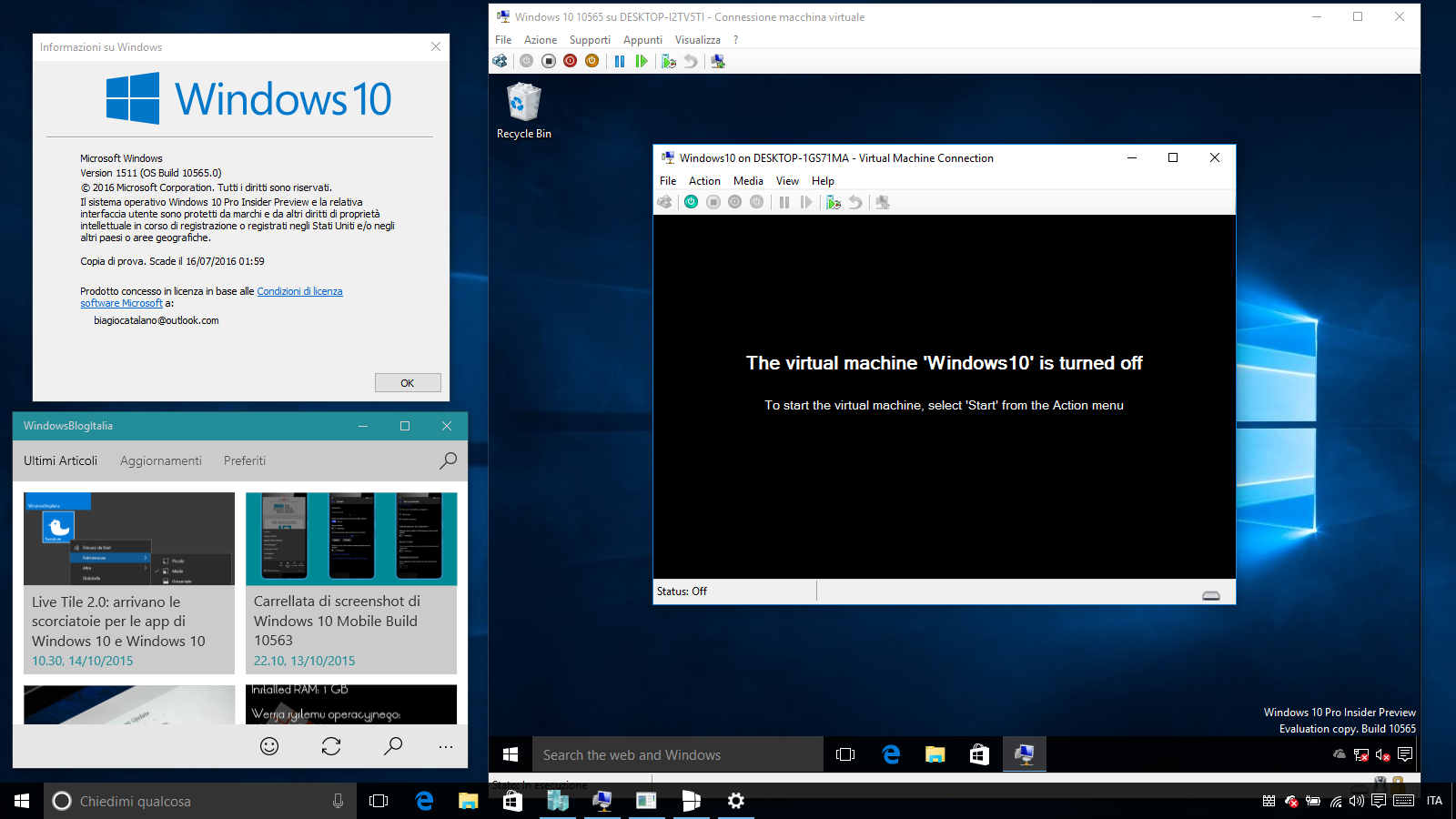 Hyper-V Windows 10 10565
