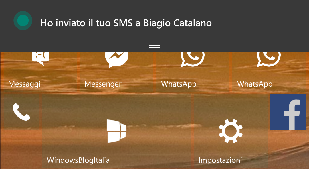 Invio SMS Windows 10 Mobile