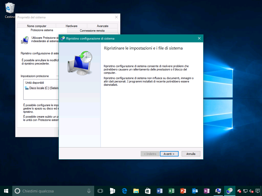 Ripristino configurazione di sistema 1 - Windows 10