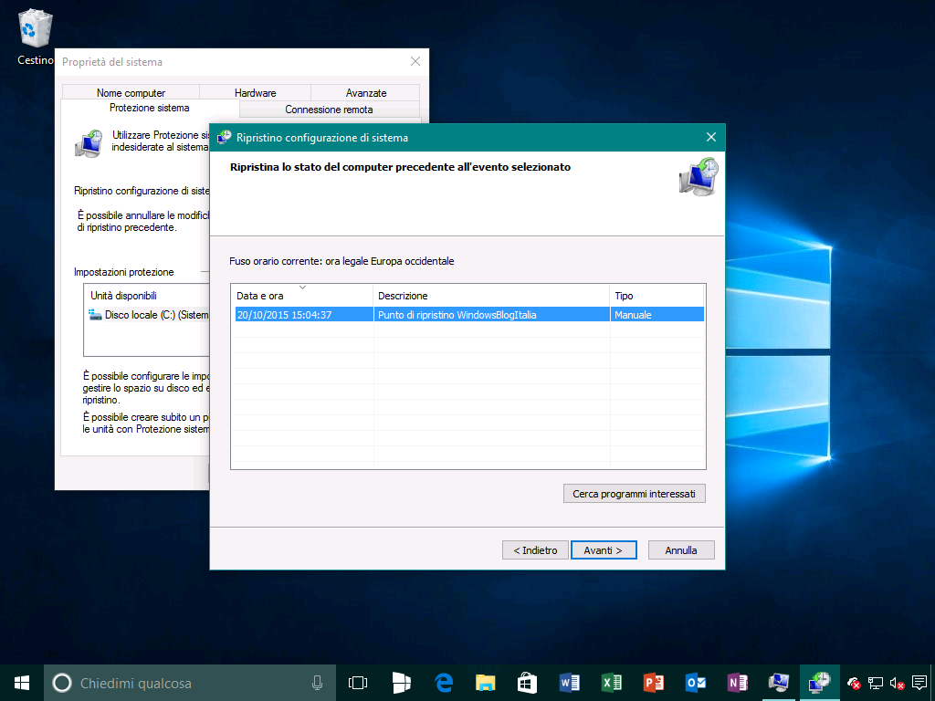 Ripristino configurazione di sistema 2 - Windows 10