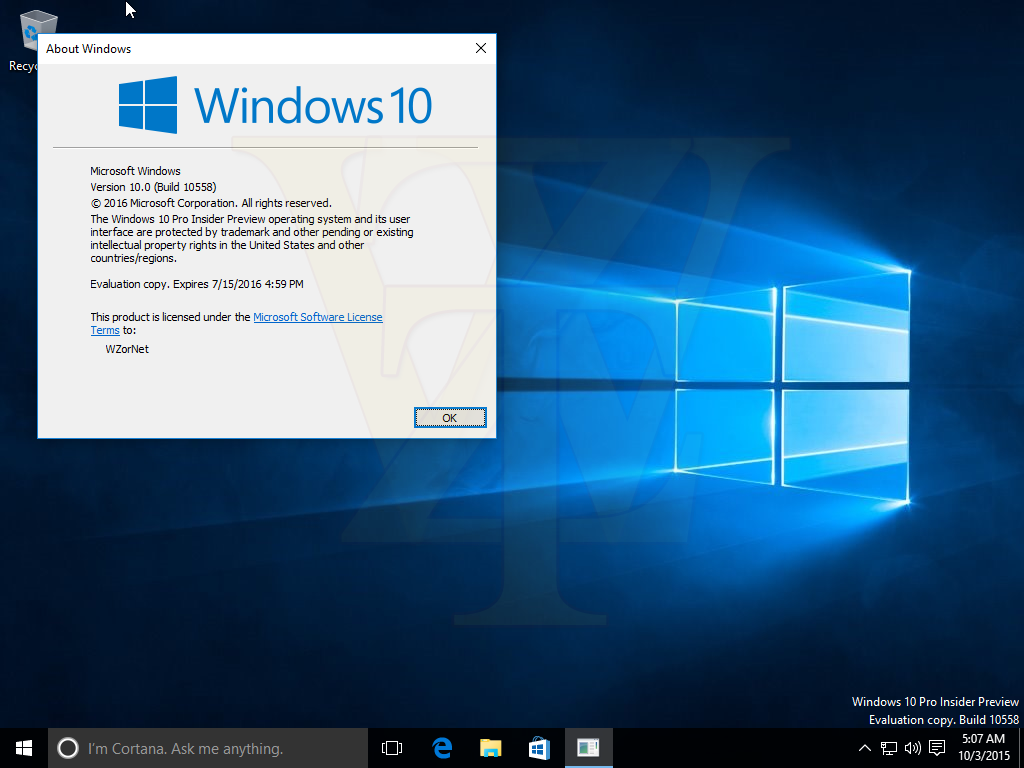 Windows 10 Pro Insider Preview - 10558