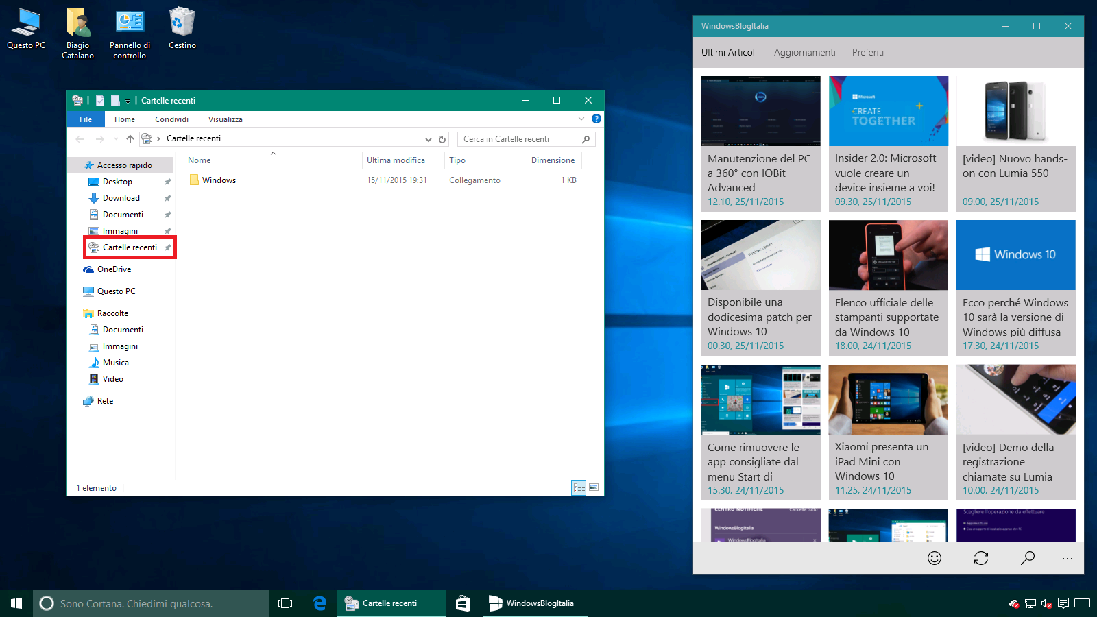 Cartelle recenti - Windows 10