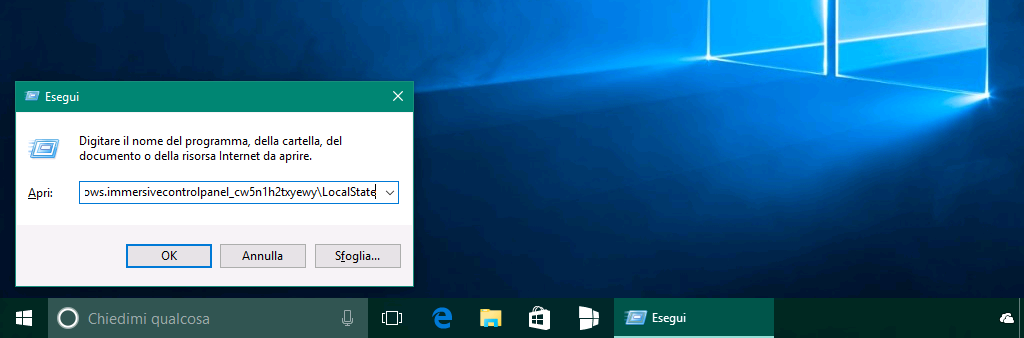 Ricerca app Impostazioni Windows 10 - Esegui