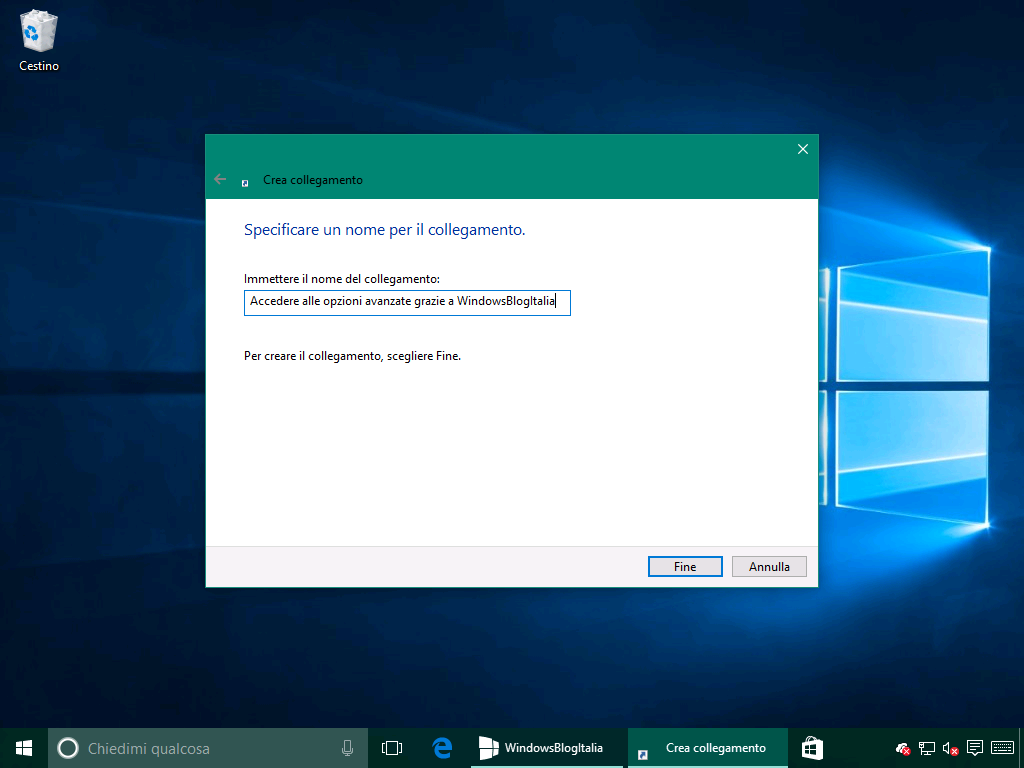 Opzione avanzate collegamento rapido 2 - Windows 10 10586