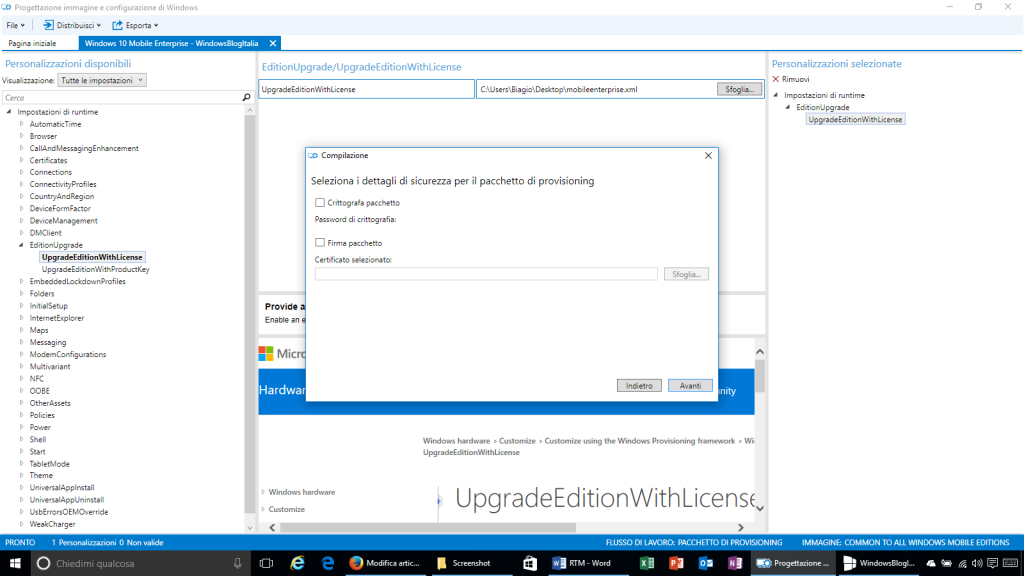 Progettazione immagine e configurazione di Windows - 10