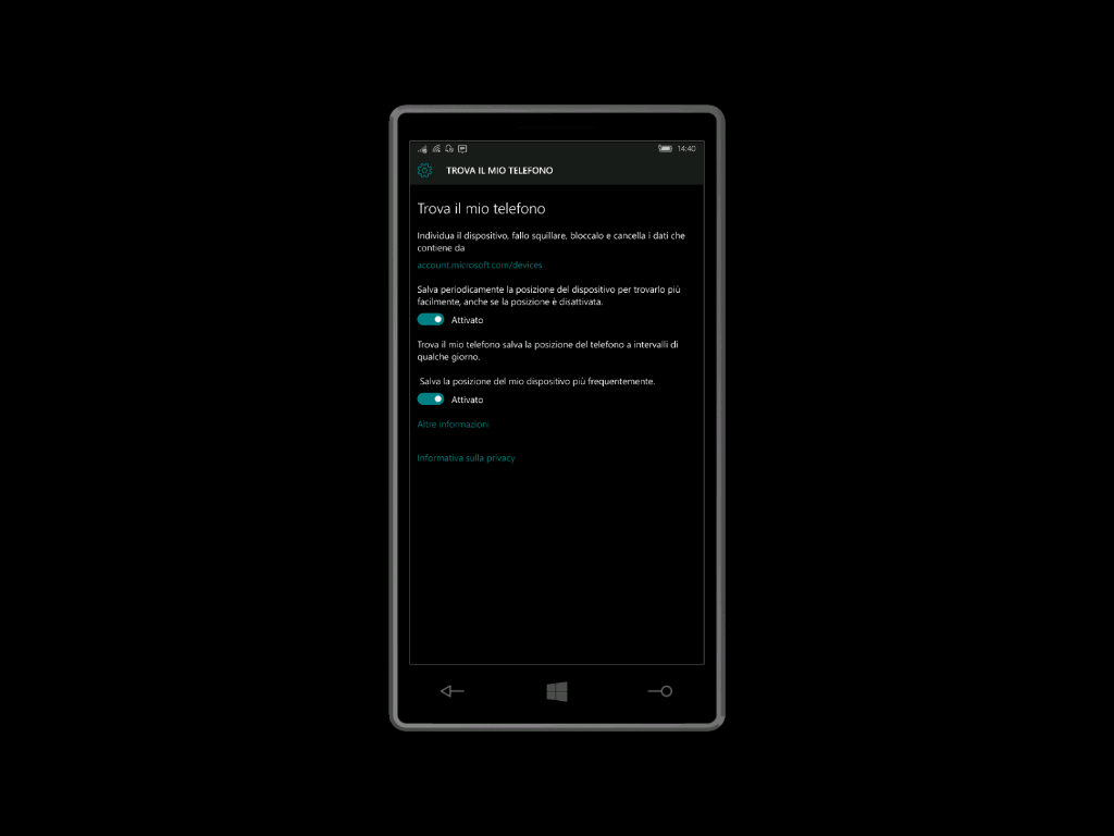 Trova il mio telefono - Windows 10 Mobile