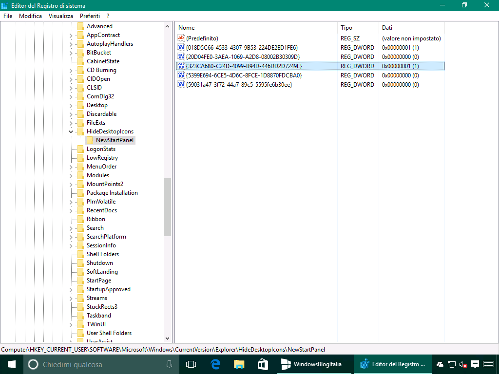 Preferiti in Esplora File di Windows 10 - Registro 2