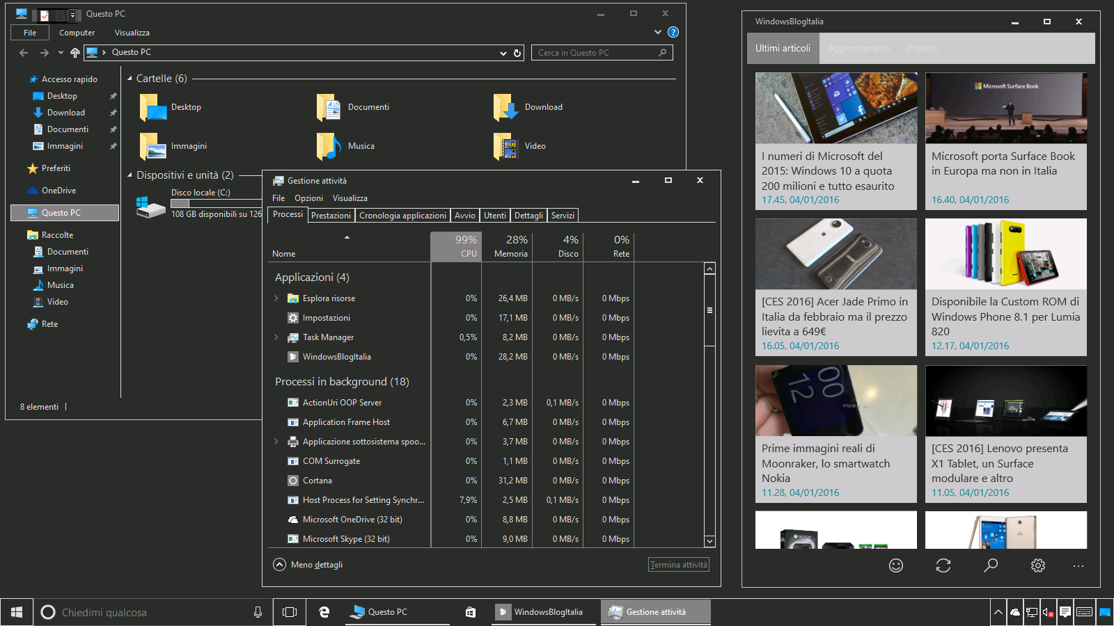 Tema nero Windows 10 10586