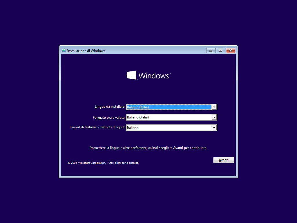 Lingua, formato e tastiera Windows 10