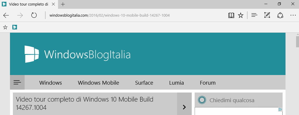 barra menu cronologia microsoft edge - windows 10 mobile