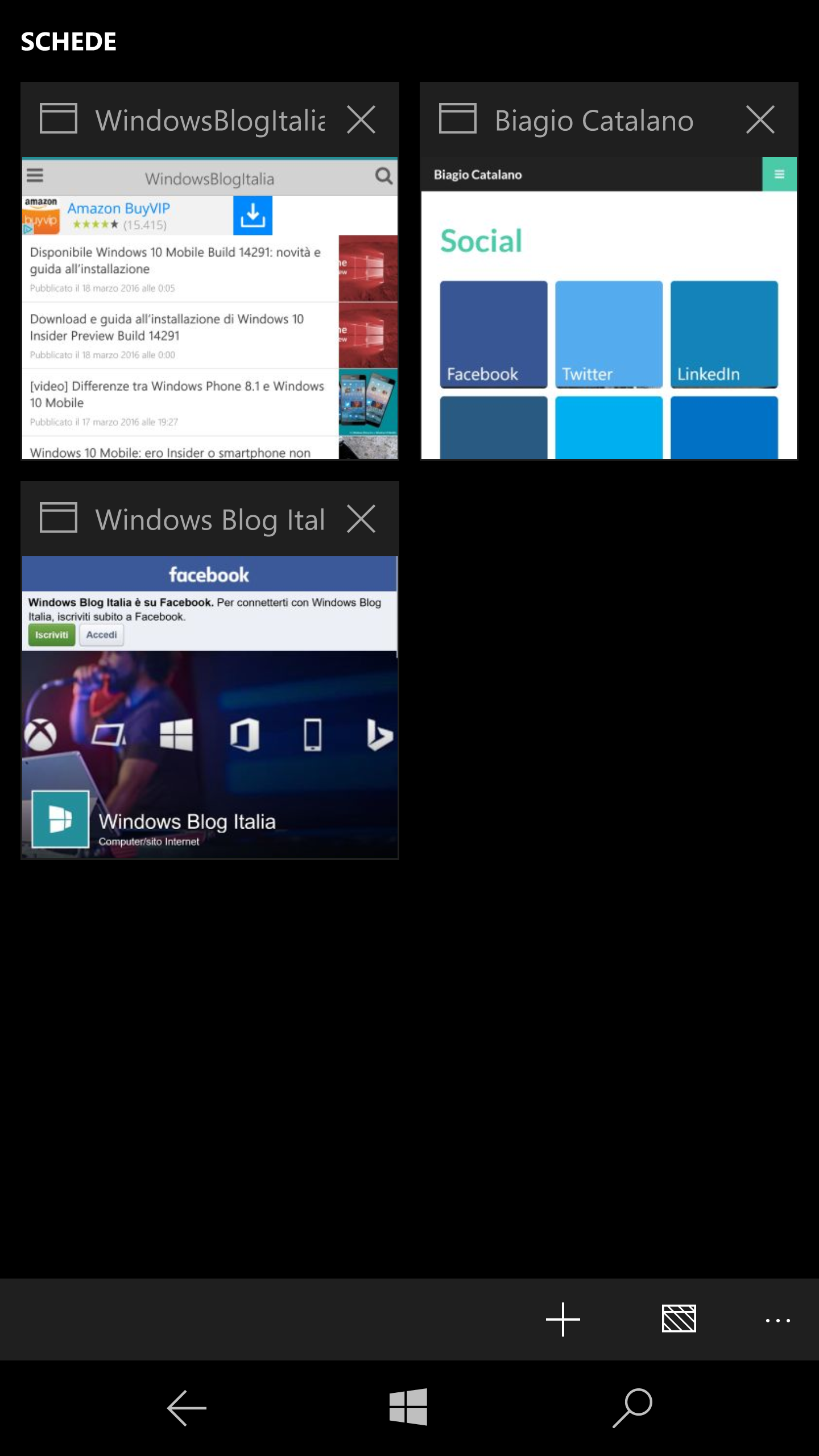Microsoft Edge - Tasto per chiudere schede - Build 14291