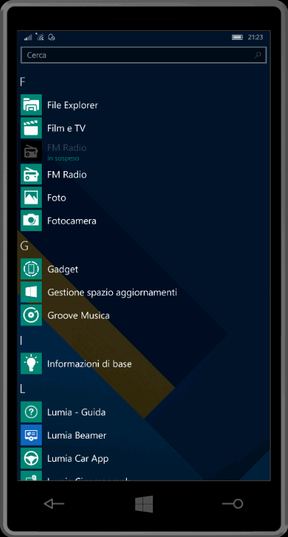 App in sospeso Windows 10 Mobile Redstone