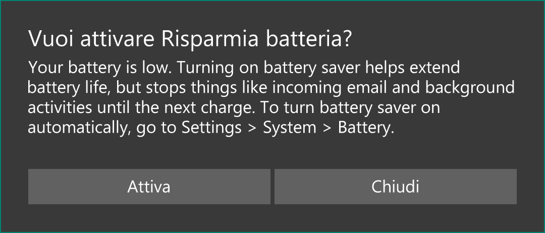 Risparmia batteria