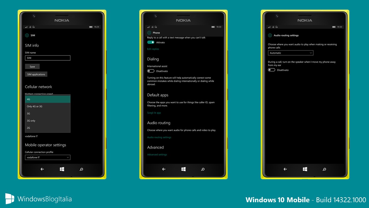 Windows 10 Mobile build 14322 gesture