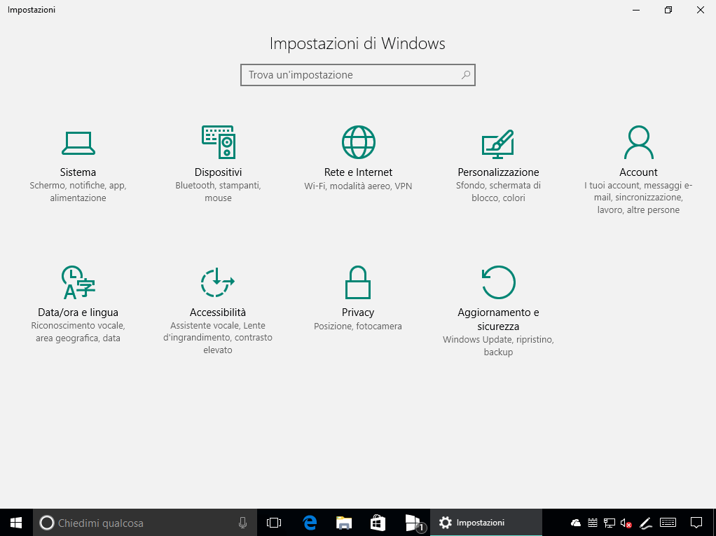 segnali acustici tastiera Windows 10 - impostazioni