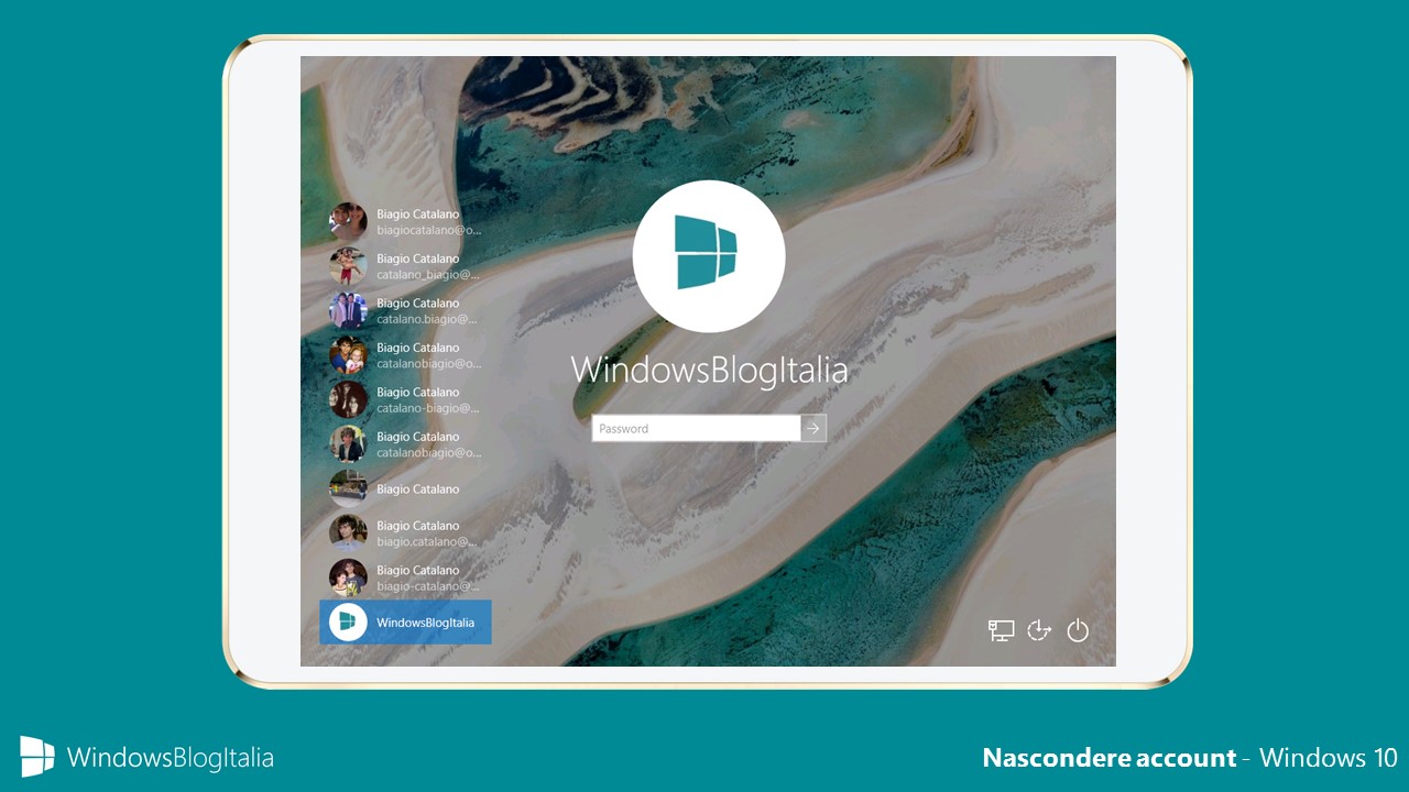Nascondere account - Windows 10