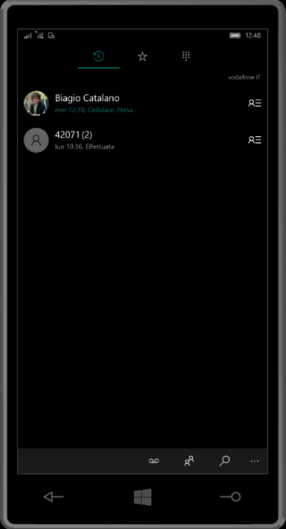 Promemoria chiamate - Windows 10 Mobile 14342