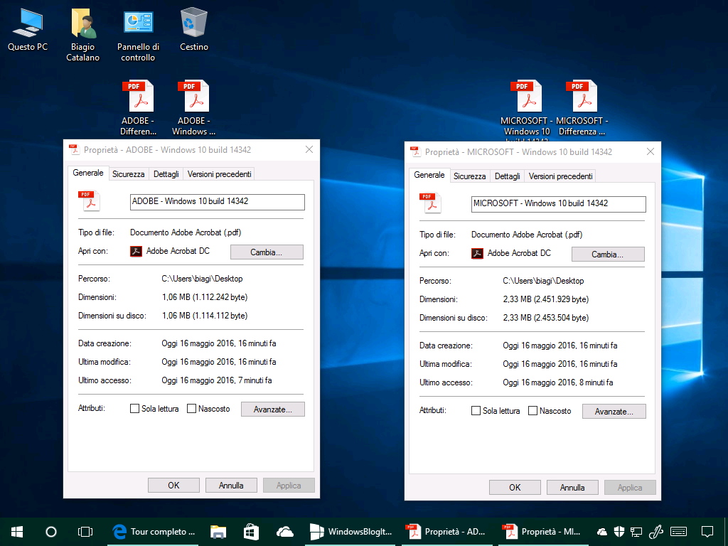 Stampanti PDF - Windows 10 Build 14342