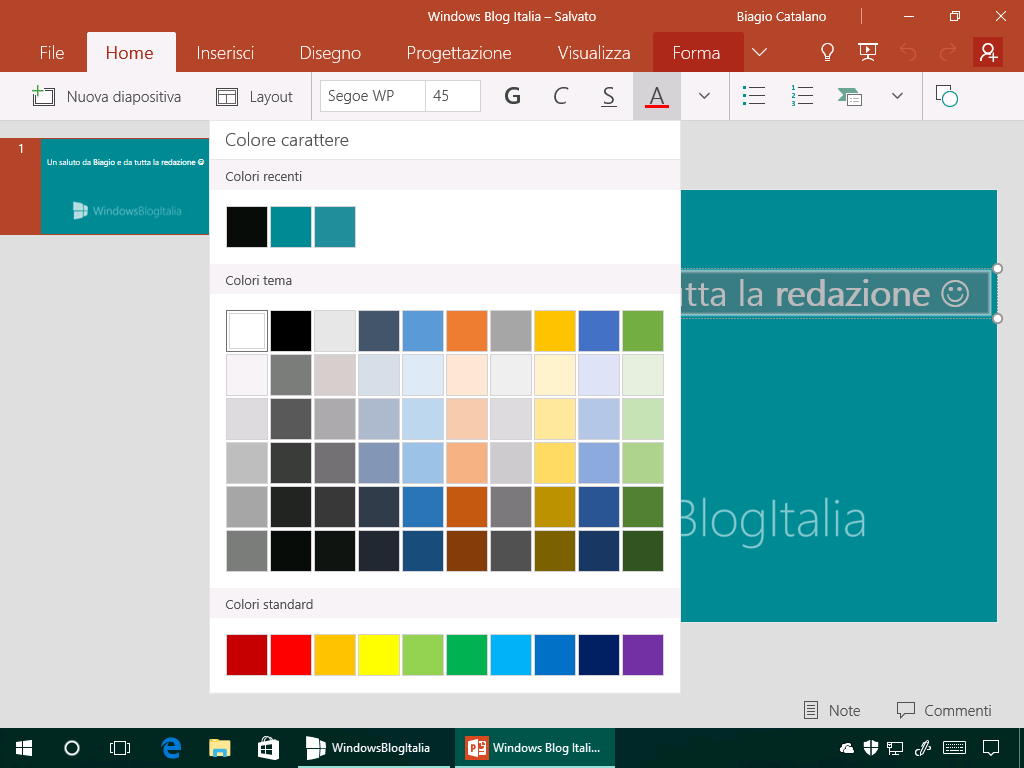 Colore carattere - Office Mobile