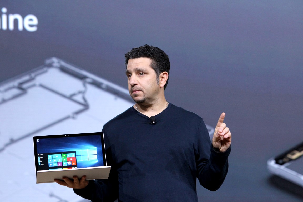 VP of Microsoft Surface Panos Panay speaks on stage at Windows 10 Devices Event, on Tuesday, October 6, 2015 in New York, New York. (Mark Von Holden/AP Images for AP Images for Windows)