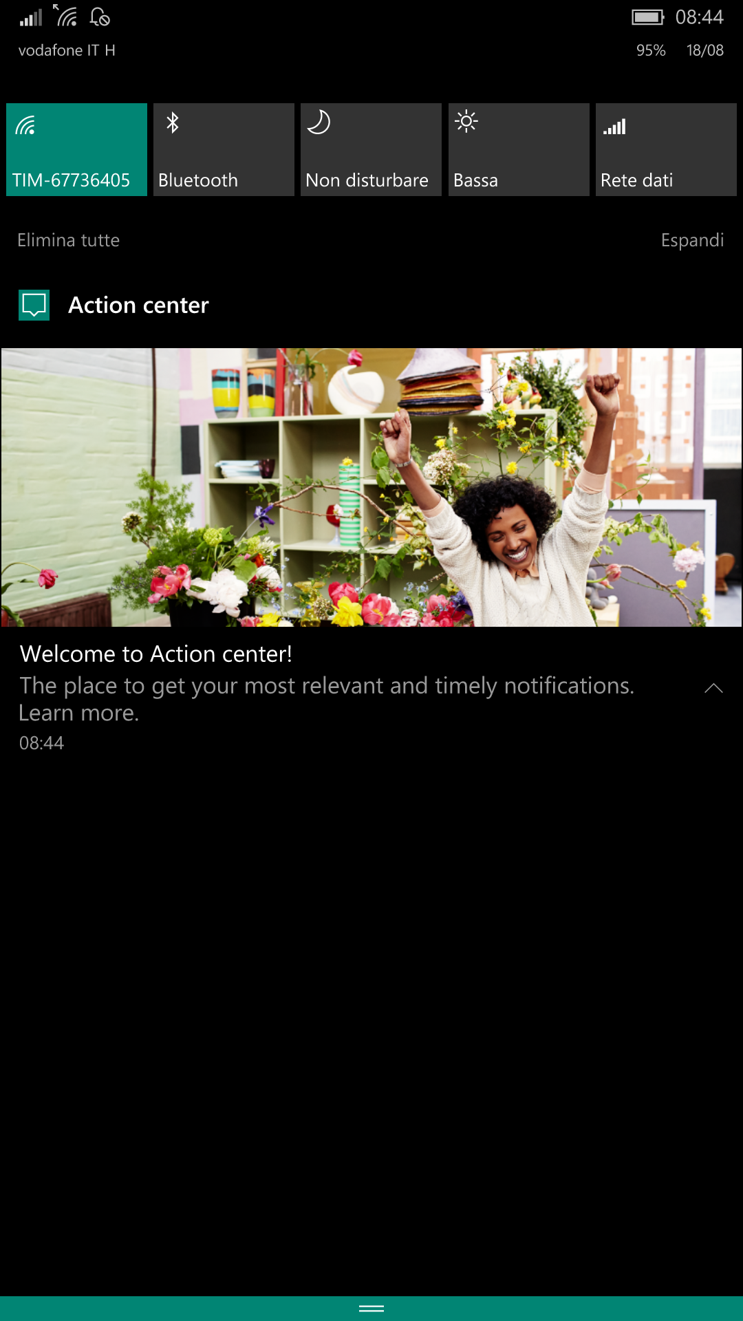 Centro notifiche - Windows 10 Mobile Build 14905