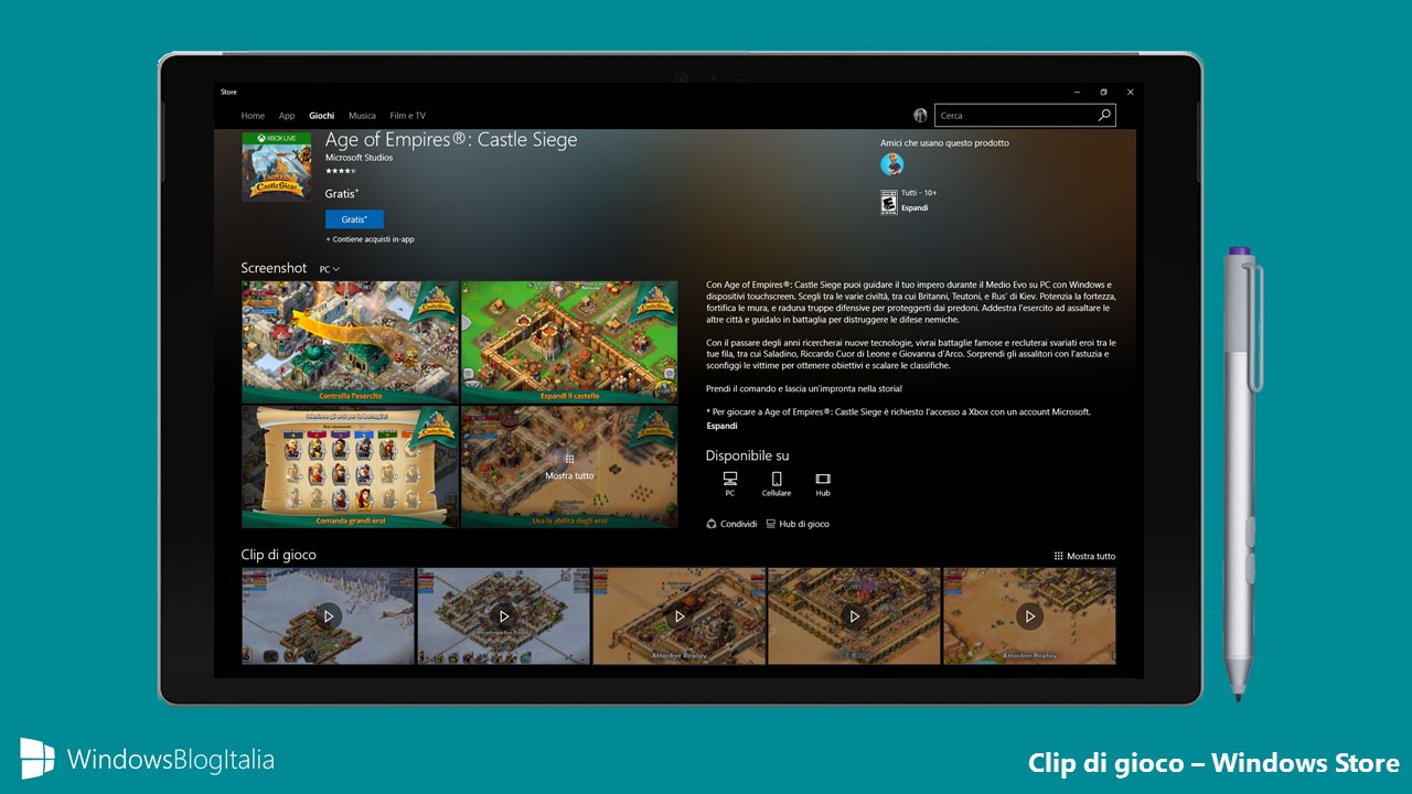 Clip di gioco - Windows Store