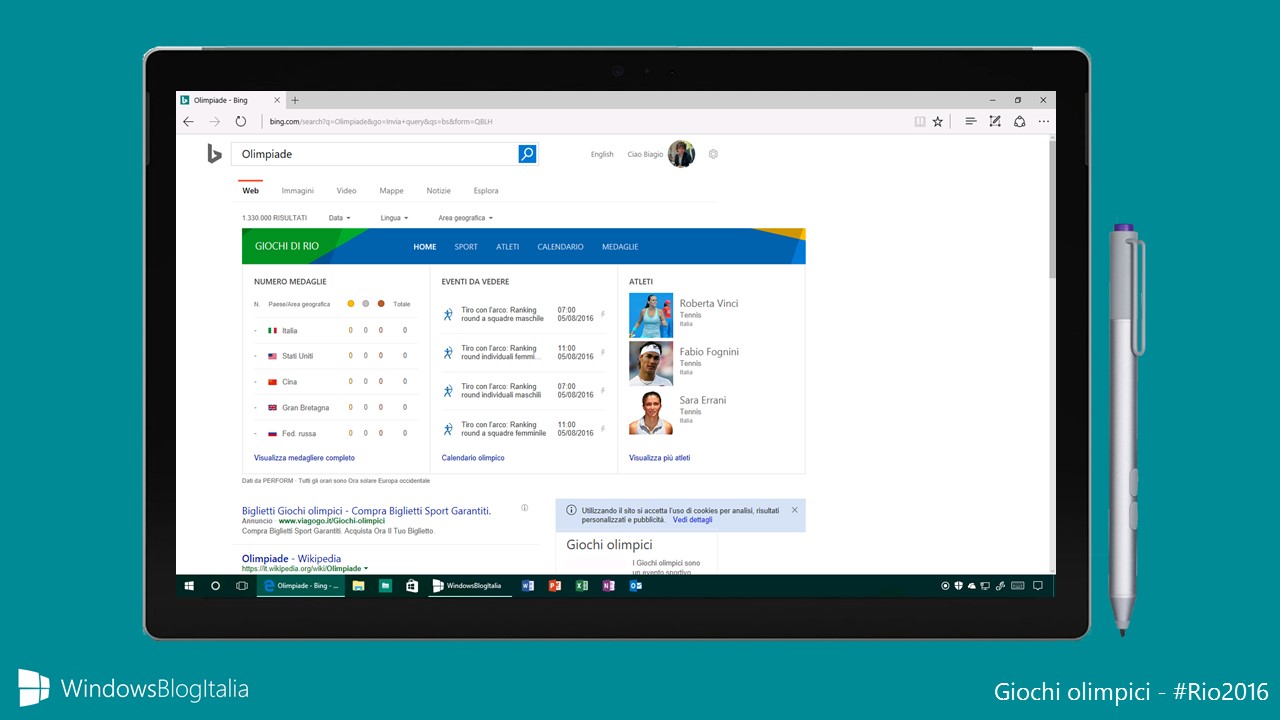 Olimpiadi - Rio 2016 - Cortana e Bing