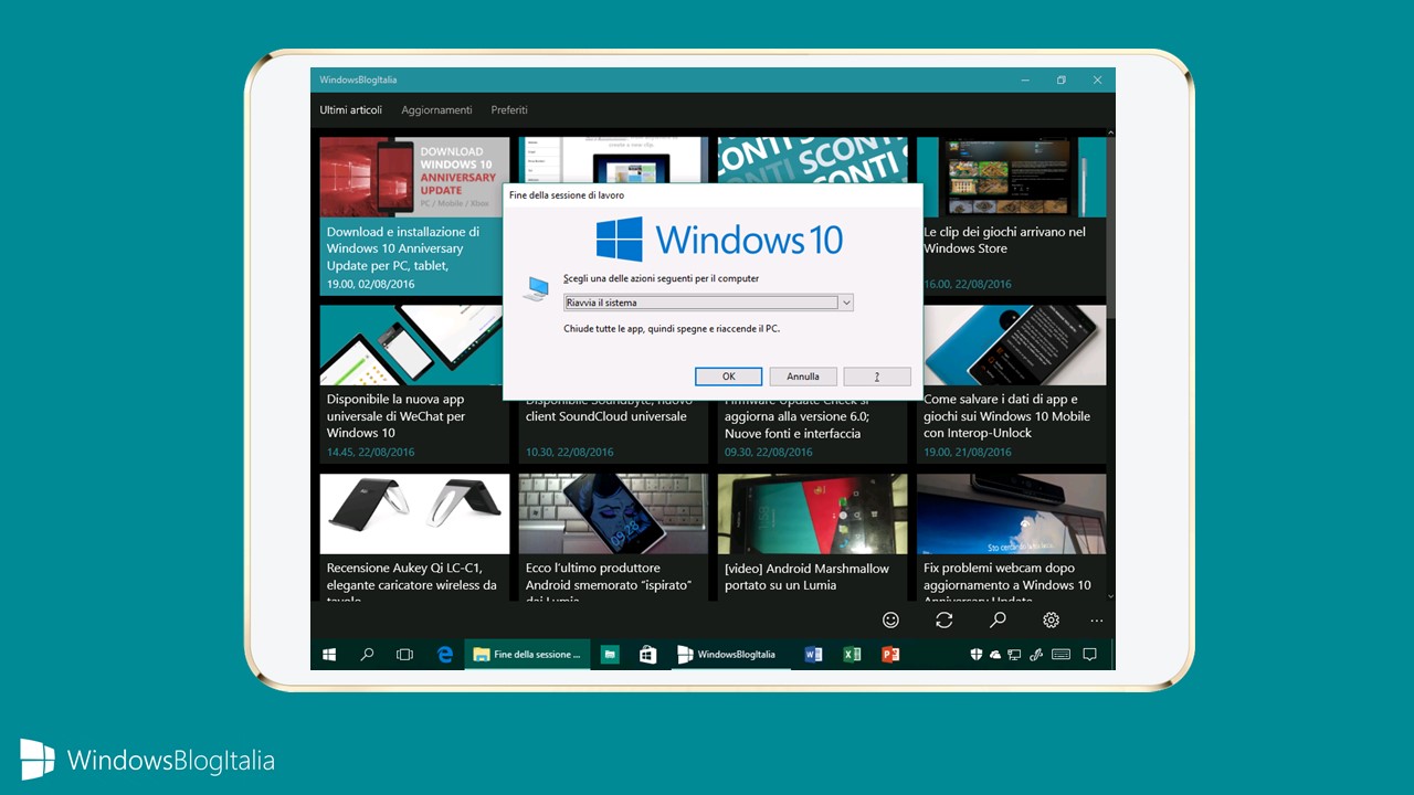 Problemi arresto o riavvio Windows 10 Anniversary Update