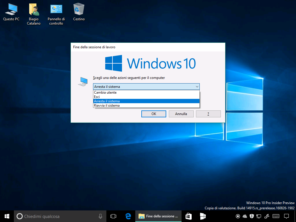Fine della sessione di lavoro - Arresta il sistema - spegnere PC e tablet