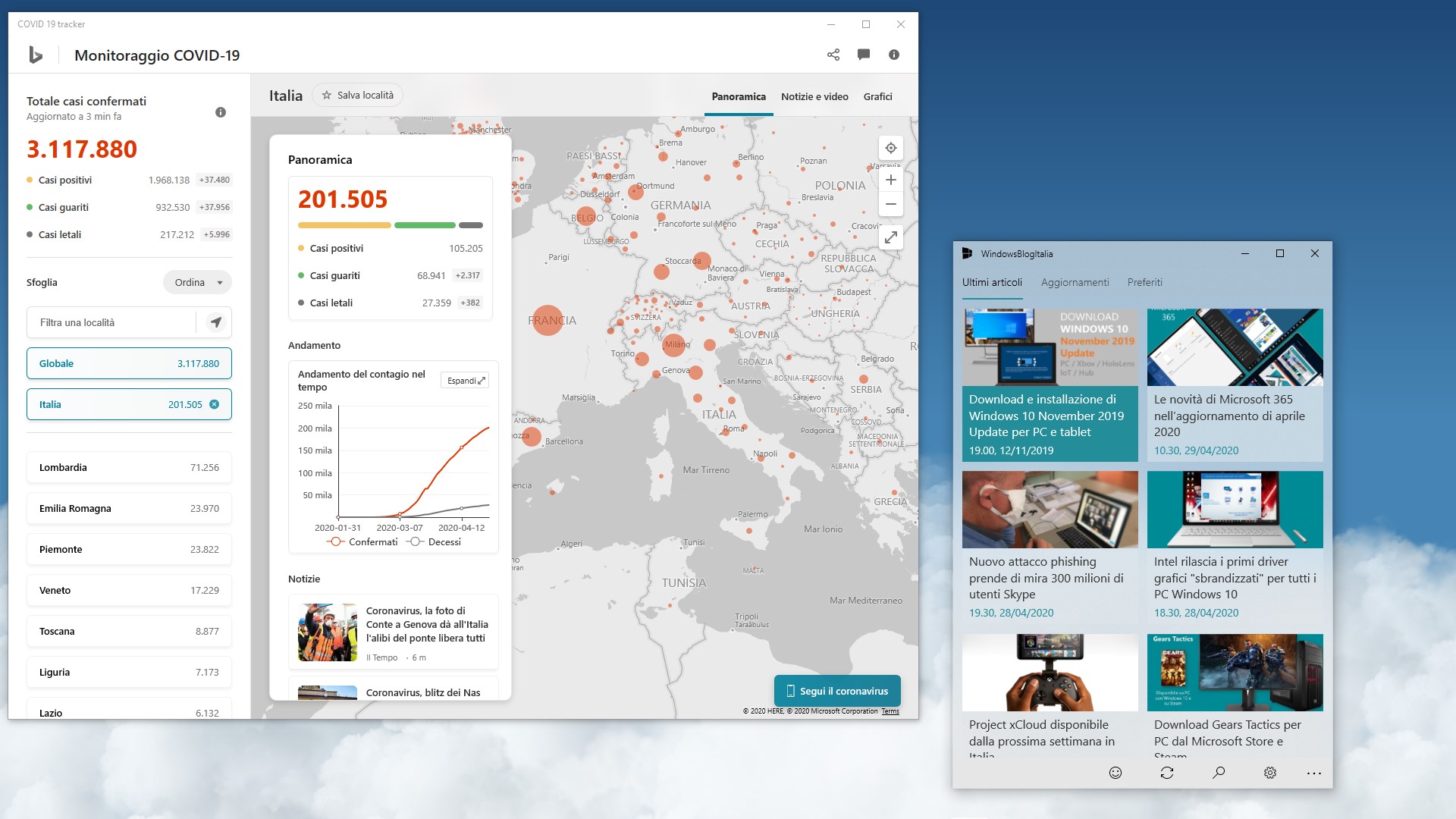 Nuova app COVID 19 tracker di Bing per Windows 10, HoloLens e Surface Hub