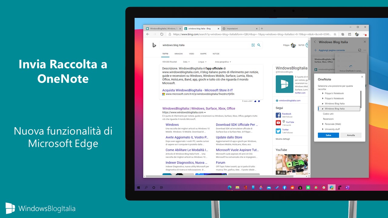 Invia Raccolta a OneNote in Microsoft Edge