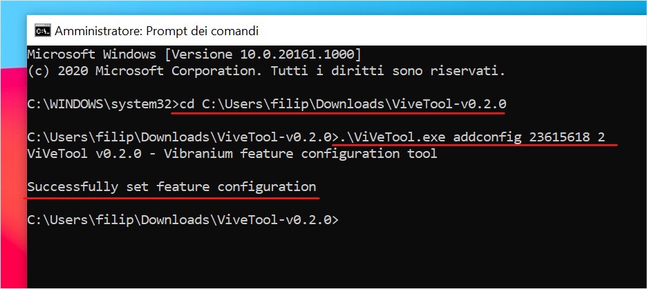 Abilitare il nuovo menu Start di Windows 10 con lo strumento ViveTool