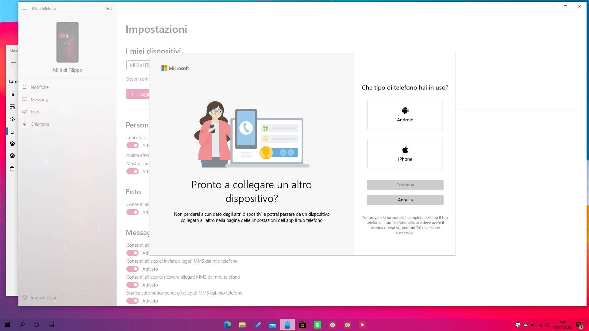 Il tuo telefono per Windows 10 nuova esperienza di aggiunta dispositivo