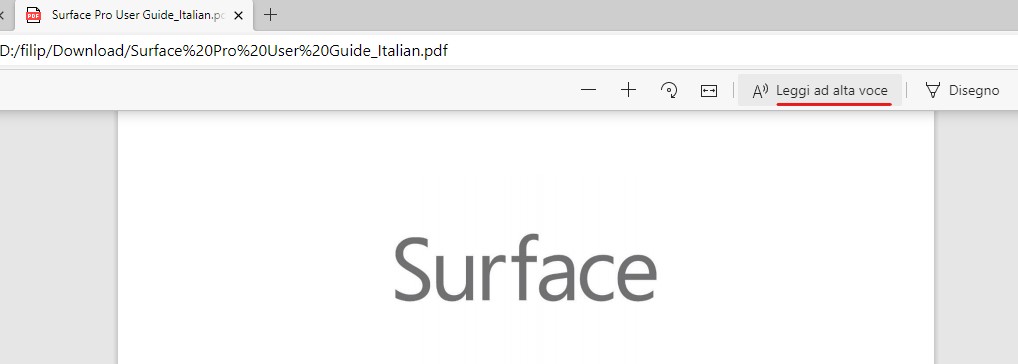 Opzione Leggi ad alta voce anche nel lettore PDF di Microsoft Edge