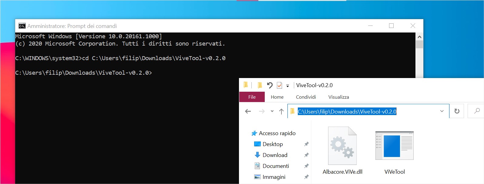 Strumento ViveTool per abilitare il nuovo menu Start di Windows 10