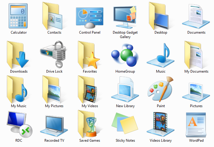 Windows 7 icons