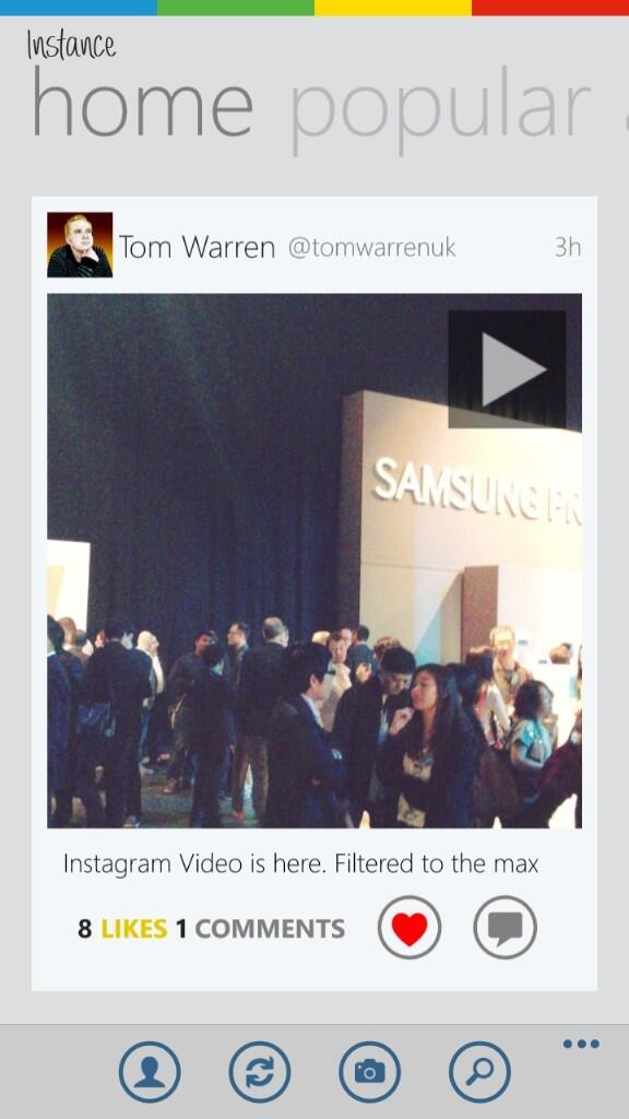 instance instagram video test screenshot